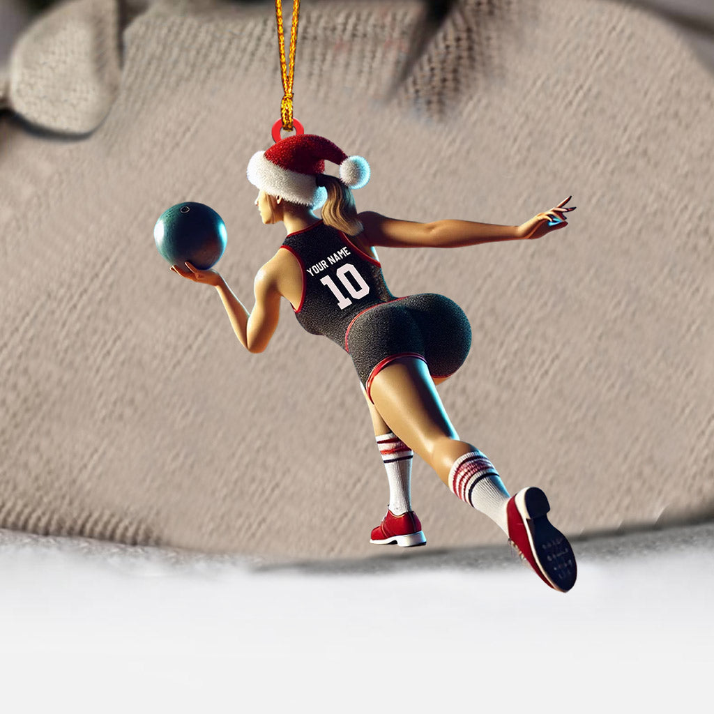 Bowling Woman Home Decor Christmas Ornament, Personalized Ornament