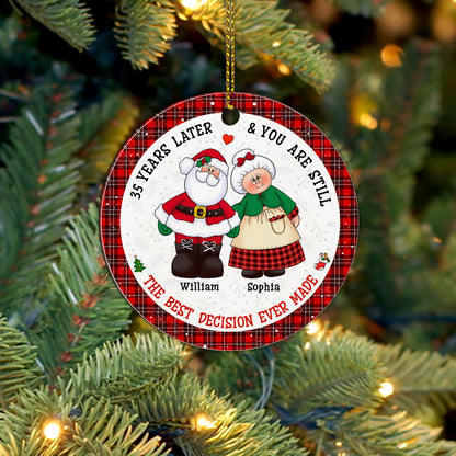 The Best Decision I Ever Made - Personalized Custom Shaped Wooden Ornament - Gift For family, Couple Gift