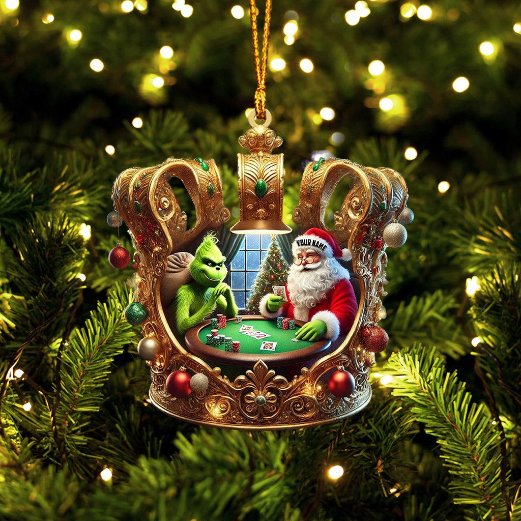 Poker King Santa Home Decor Christmas Ornament, Personalized Ornament