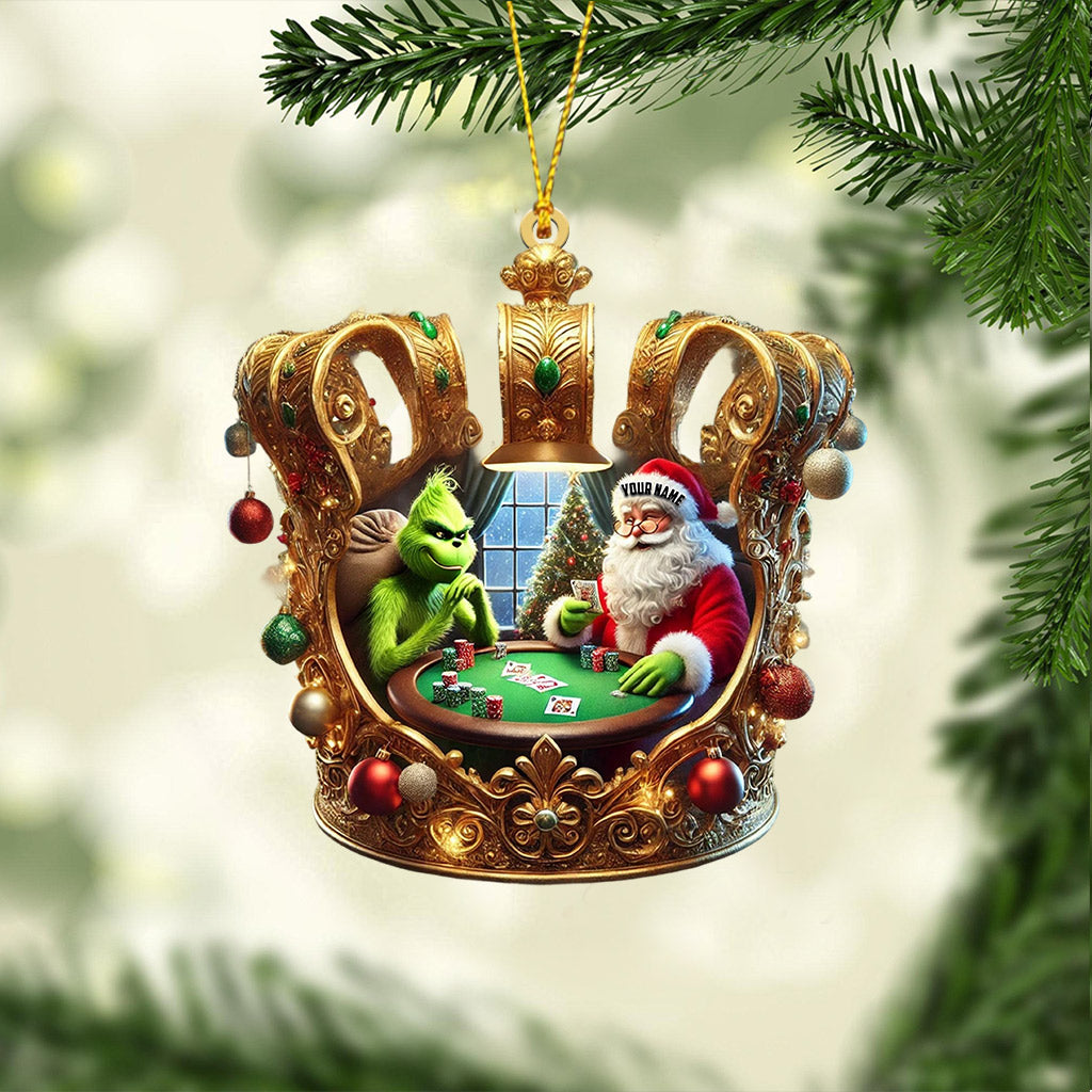Poker King Santa Home Decor Christmas Ornament, Personalized Ornament