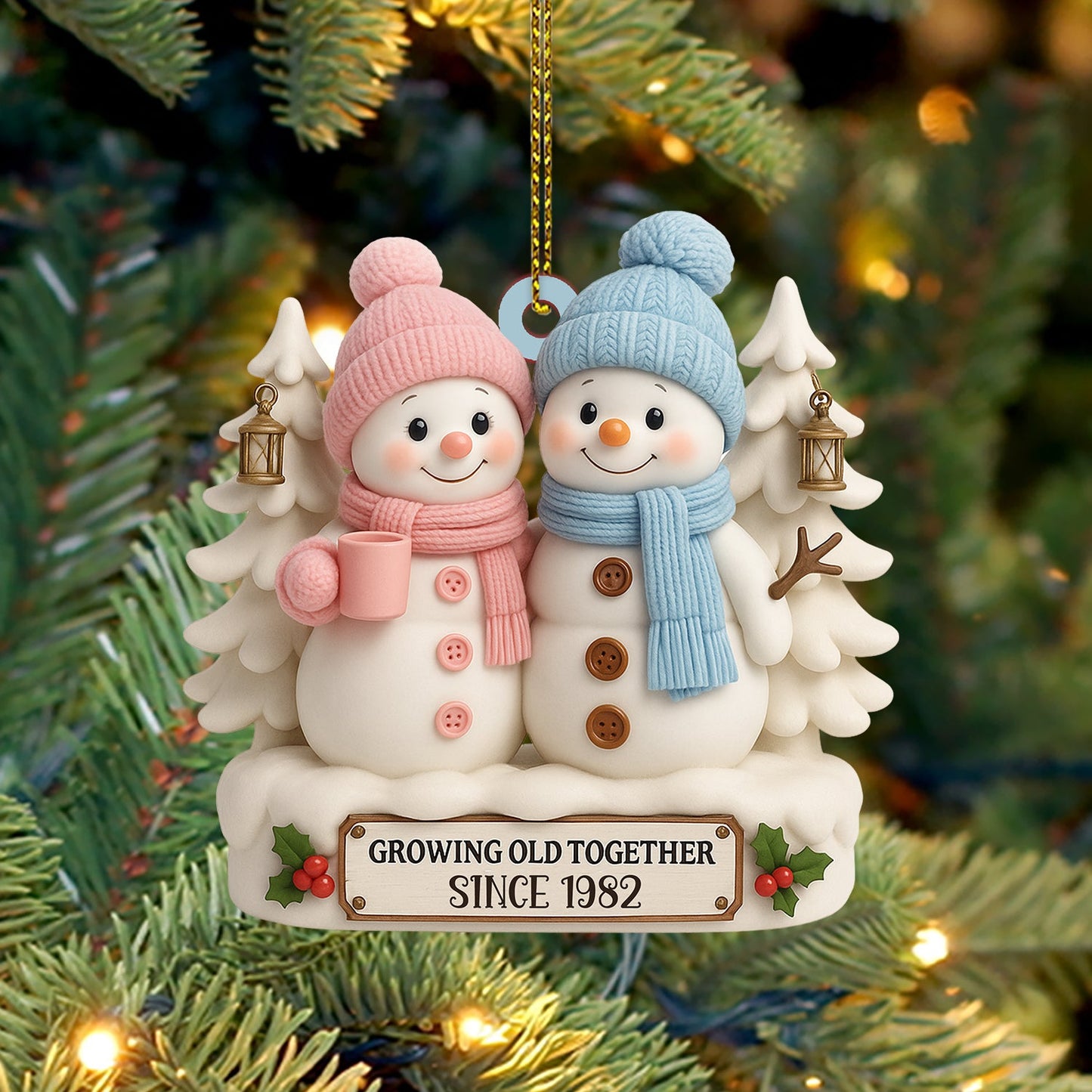 Snowman Couple Christmas, Home Decor, Christmas Ornament, Personalized Ornament
