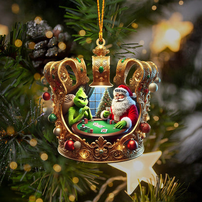 Poker King Santa Home Decor Christmas Ornament, Personalized Ornament