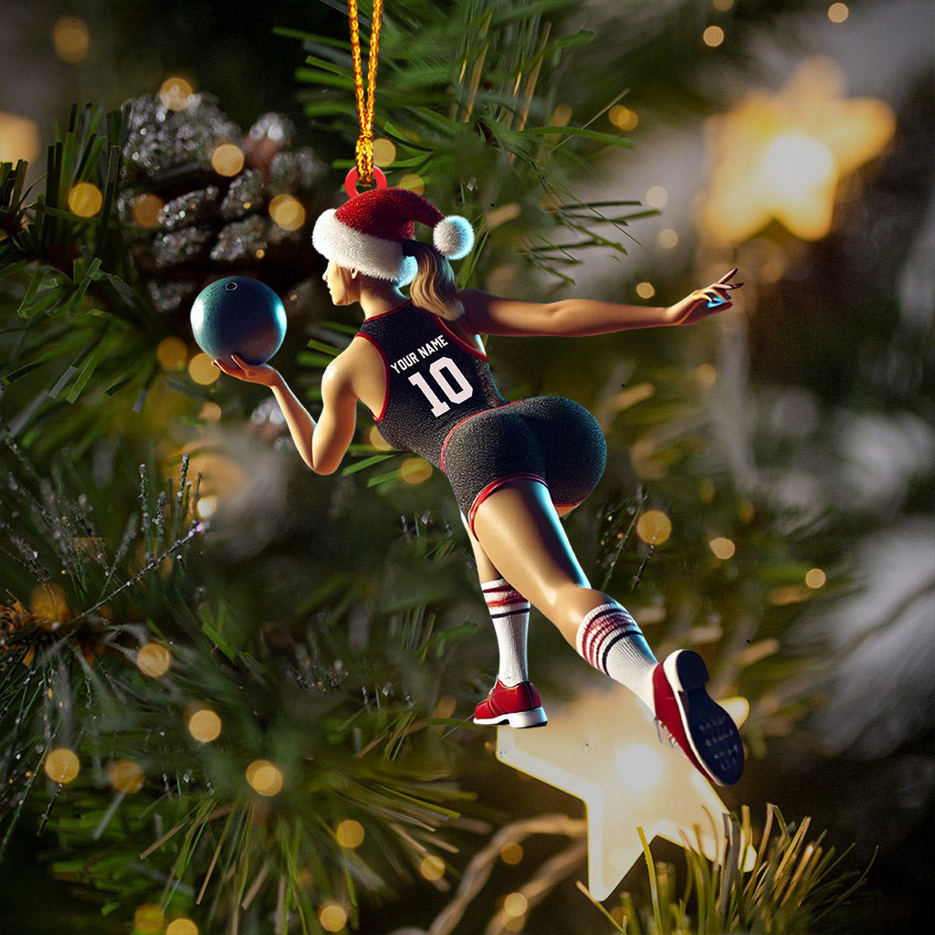 Bowling Woman Home Decor Christmas Ornament, Personalized Ornament