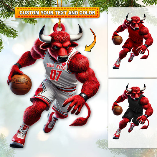 Custom Name Basketball Bulls Team Ornament, Basketball Team Christmas Gift