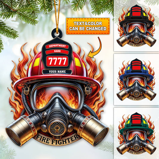 Custom Name Fire Fighter Ornament, Fire Fighter Christmas Gift