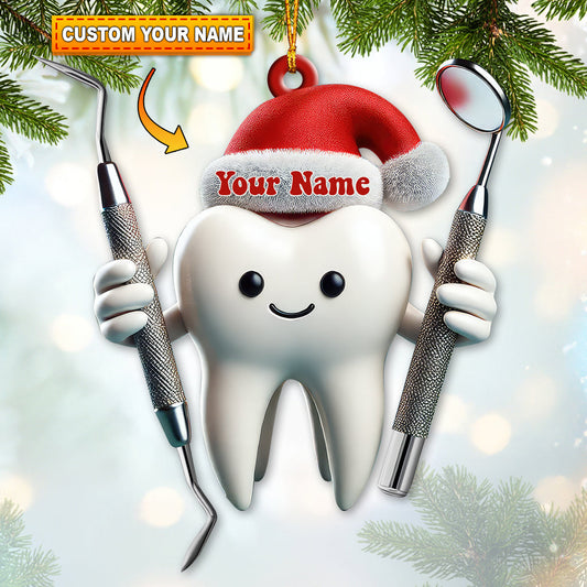 Custom Name Dentist Ornament, Christmas Gift for Dentist
