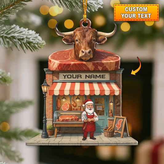 Butcher Santa, Home Decor, Christmas Ornament, Personalized Ornament