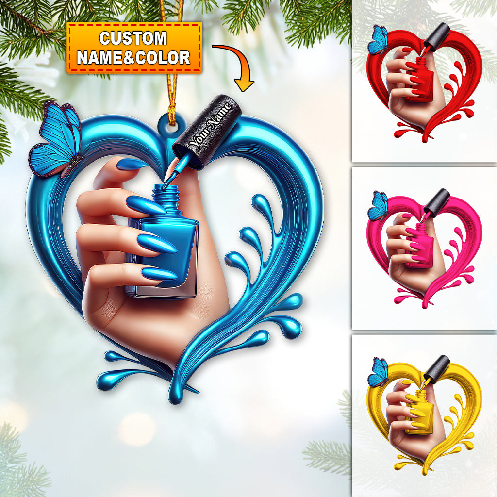 Custom Name Nail Ornament, Christmas Decoration for Nail Salon