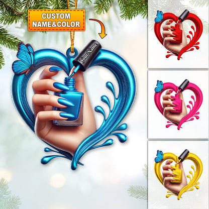 Custom Name Nail Ornament, Christmas Decoration for Nail Salon