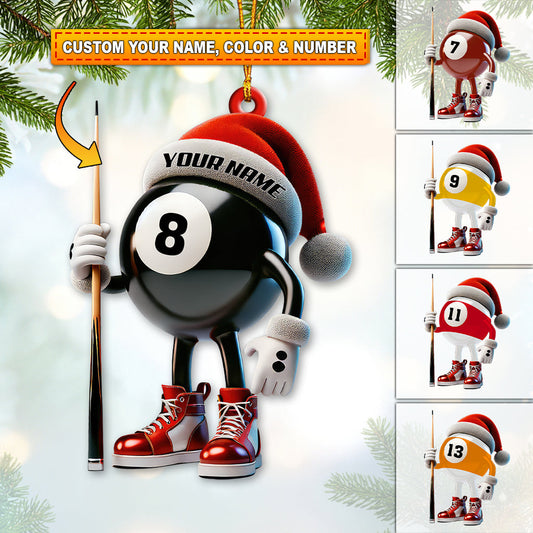 Custom Name Billiard Ornament, Billiard Lover Christmas Gift