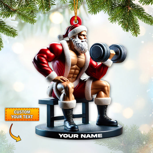 Custom Name Santa Gym Ornament, Gymnastics Christmas Gift