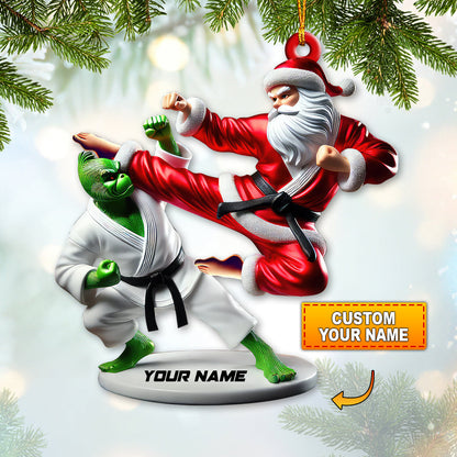 Custom Name Santa Karate Ornament, Santa Karate Christmas Gift