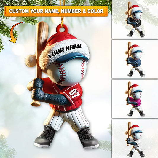 Custom Name Baseball Ornament, Baseball Lover Christmas Gift