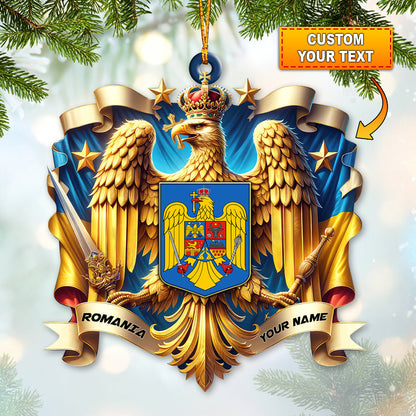 Custom Name Romania Ornament, Christmas Gift for Romania Lover