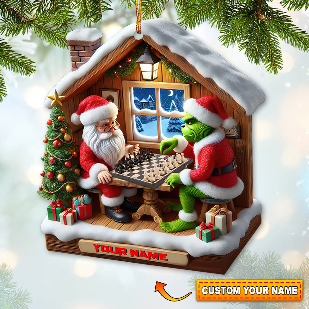 Custom Name Chess Santa Ornament, Chess Lover Christmas Gift