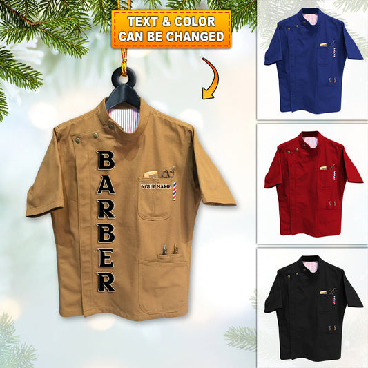 Custom Name Barber Ornament, Christmas Decoration for Barber Shop