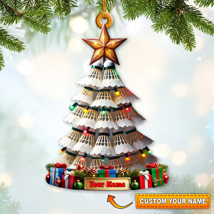 Custom Name Badminton Christmas Tree Ornament, Badminton Lover Christmas Gift
