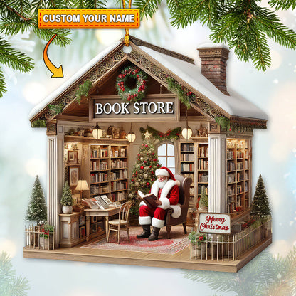 Custom Name Book Store Ornament, Book Lover Christmas Gift