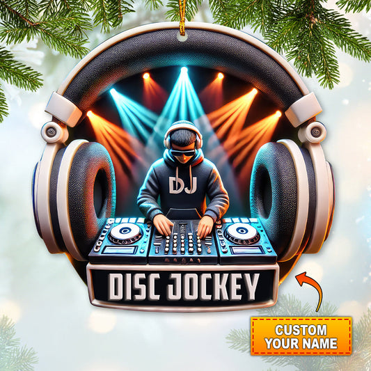 Custom Name Disc Jockey Ornament, DJ Christmas Gift