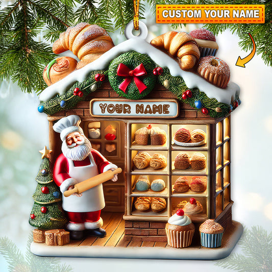 Custom Name Bakery Store Ornament, Bakery Store Christmas Decoration