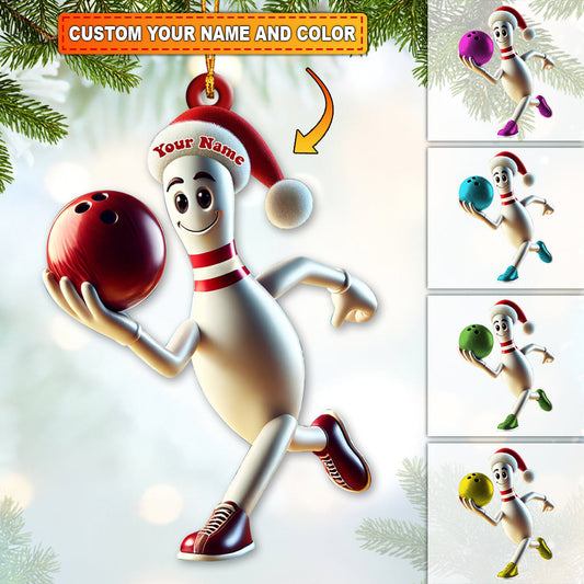 Custom Name Bowling Ornament, Bowling Lover Christmas Gift