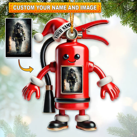 Custom Name and Photo Fire Fighter Ornament, Fire Fighter Christmas Gift