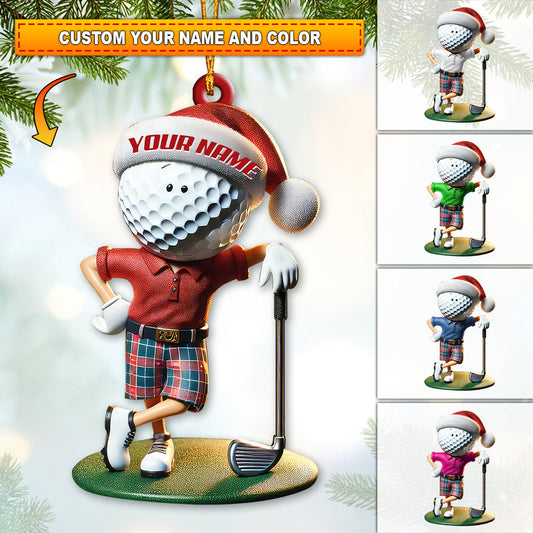 Custom Name Golf Santa Ornament, Golf Lover Christmas Gift
