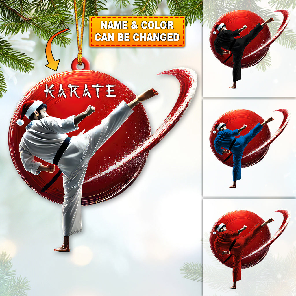 Custom Name Karate Ornament, Christmas Gift for Karate Lover