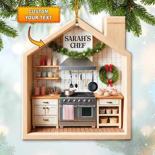 Custom Name Chef Kitchen Ornament, Chef Kitchen Christmas Decoration