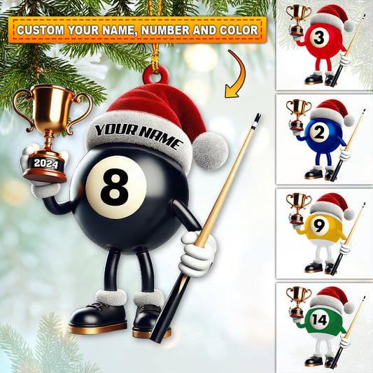 Custom Name Billiard Ornament, Billiard Lover Christmas Gift
