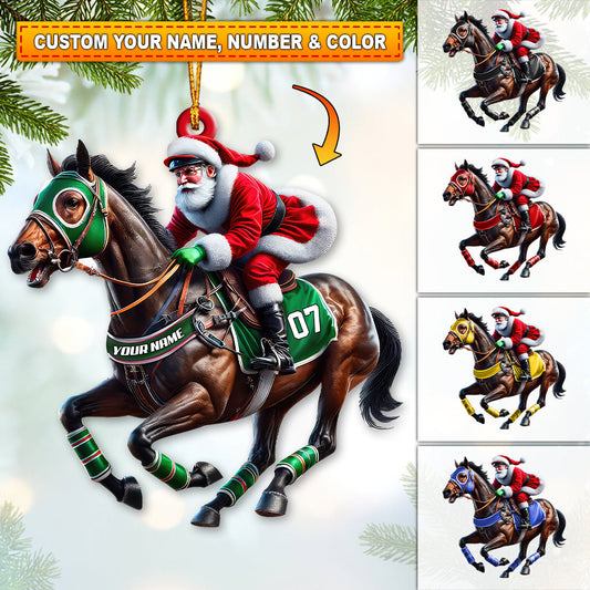 Custom Name and Number Horse Racing Ornament Ornament, Christmas Horse Racing Gift