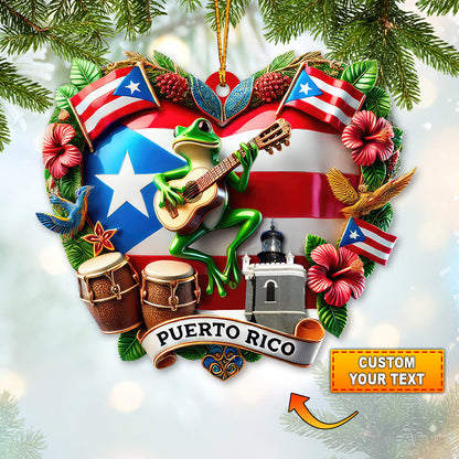 Custom Name Puerto Rico Ornament, Christmas Gift for Puerto Rico Lover