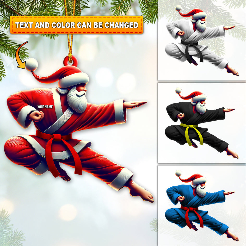Custom Name Santa Karate Ornament, Christmas Gift for Karate Lover