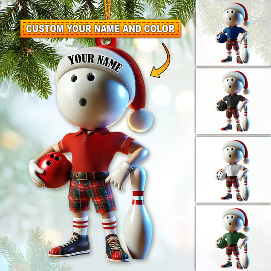 Custom Name Bowling Ornament, Bowling Christmas Gift