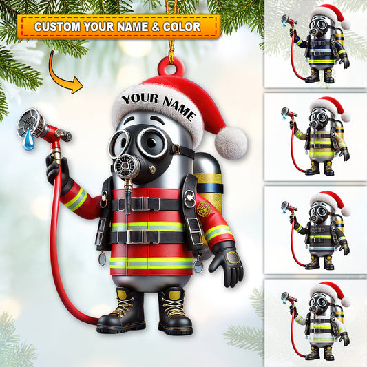 Custom Name Fire Fighter Ornament, Fire Fighter Christmas Gift