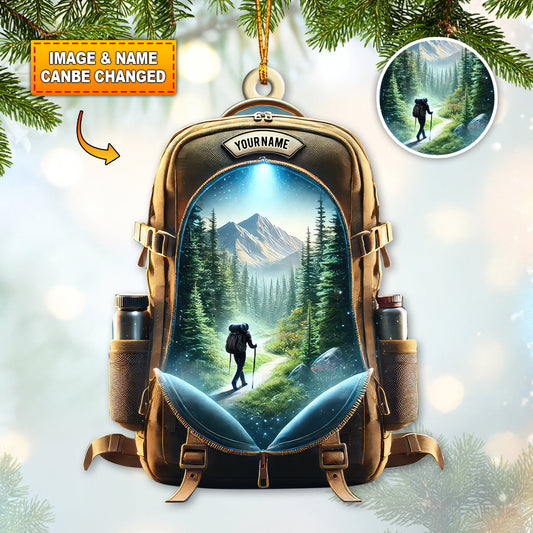 Custom Name Hiking Christmas Ornament, Christmas Gift for Hiking Lover