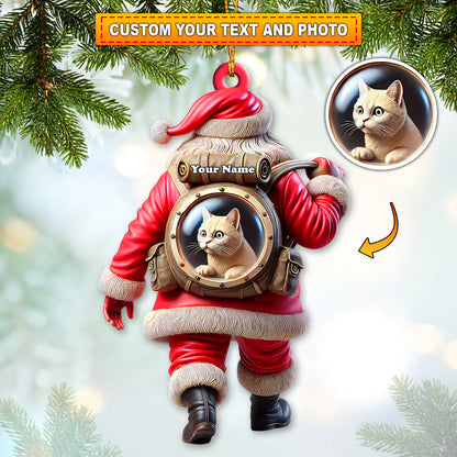Custom Name Santa and Pet Ornament, Pet Lover Christmas Gift