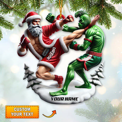 Custom Name Muay Thai Santa Ornament, Christmas Gift for Muay Thai Lover