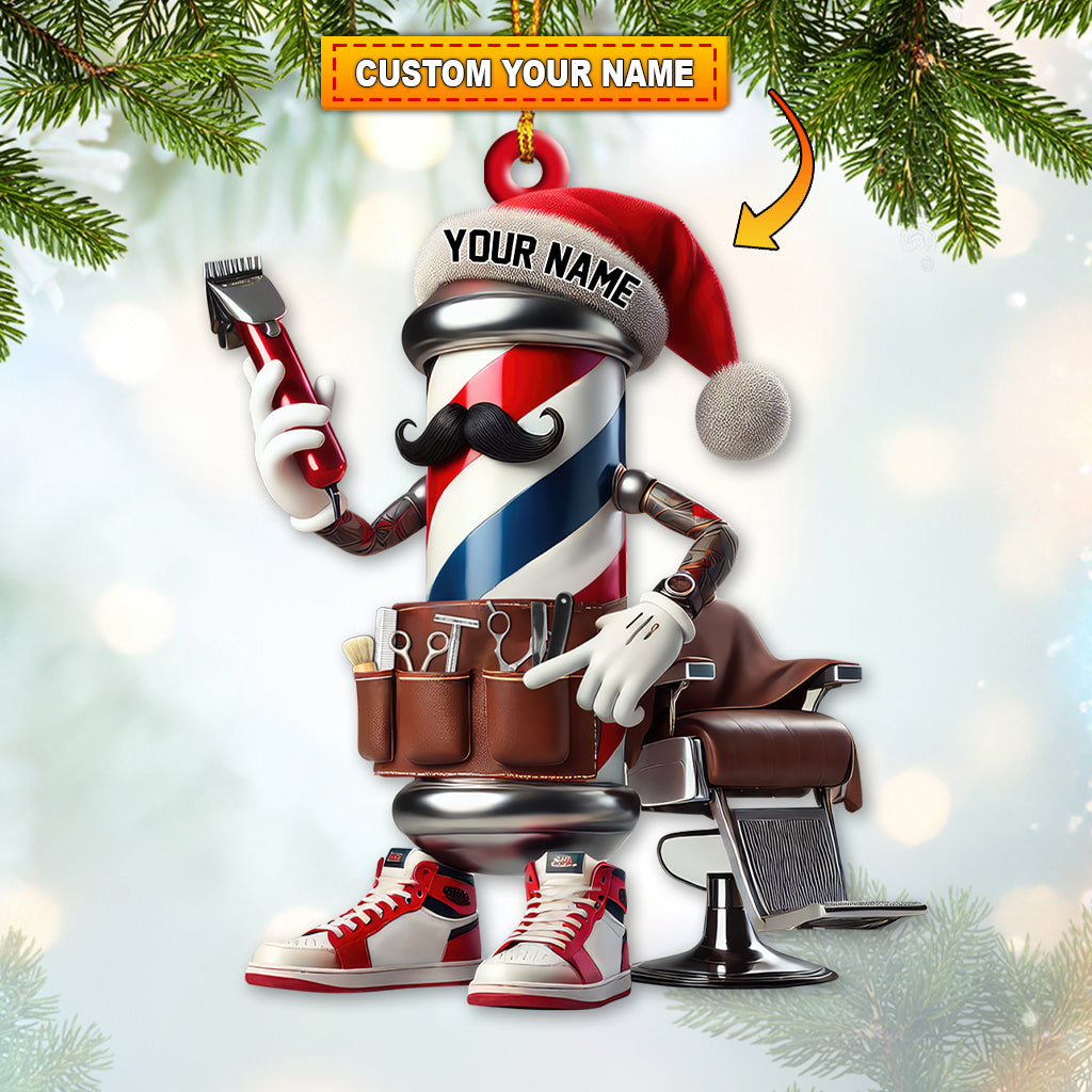 Custom Name Barber Ornament, Christmas Decoration for Barber Shop