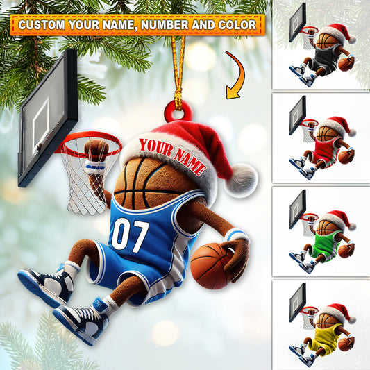 Custom Name and Number Basketball Ornament, Basketball Team Christmas Gift