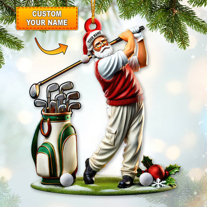 Custom Name Golf Santa Ornament, Golf Lover Christmas Gift