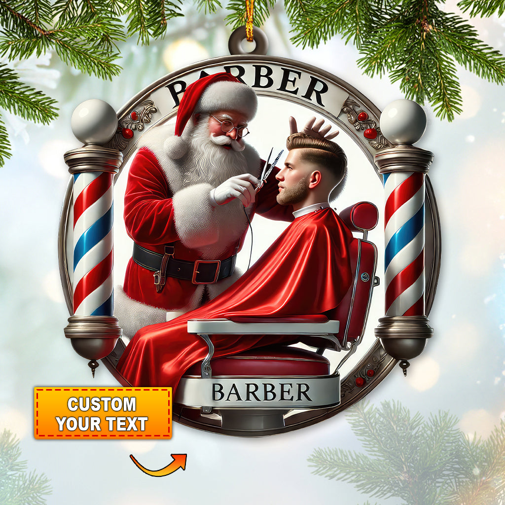 Custom Name Barber Ornament, Christmas Decoration for Barber Shop