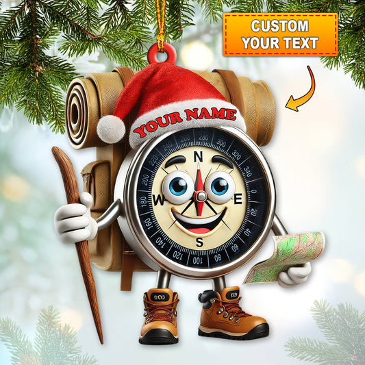 Custom Name Hiking Ornament, Hiking Lover Christmas Decoration