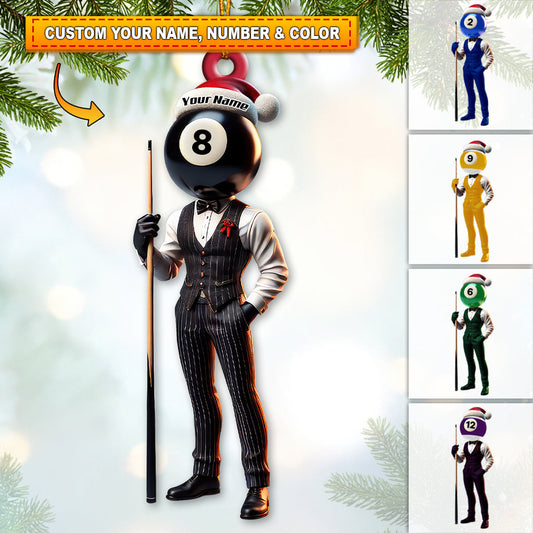 Custom Name Billiard Ornament, Billiard Lover Christmas Gift