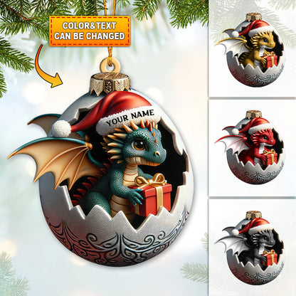 Custom Name Dragon Ornament, Christmas Gift for Dragon Lover