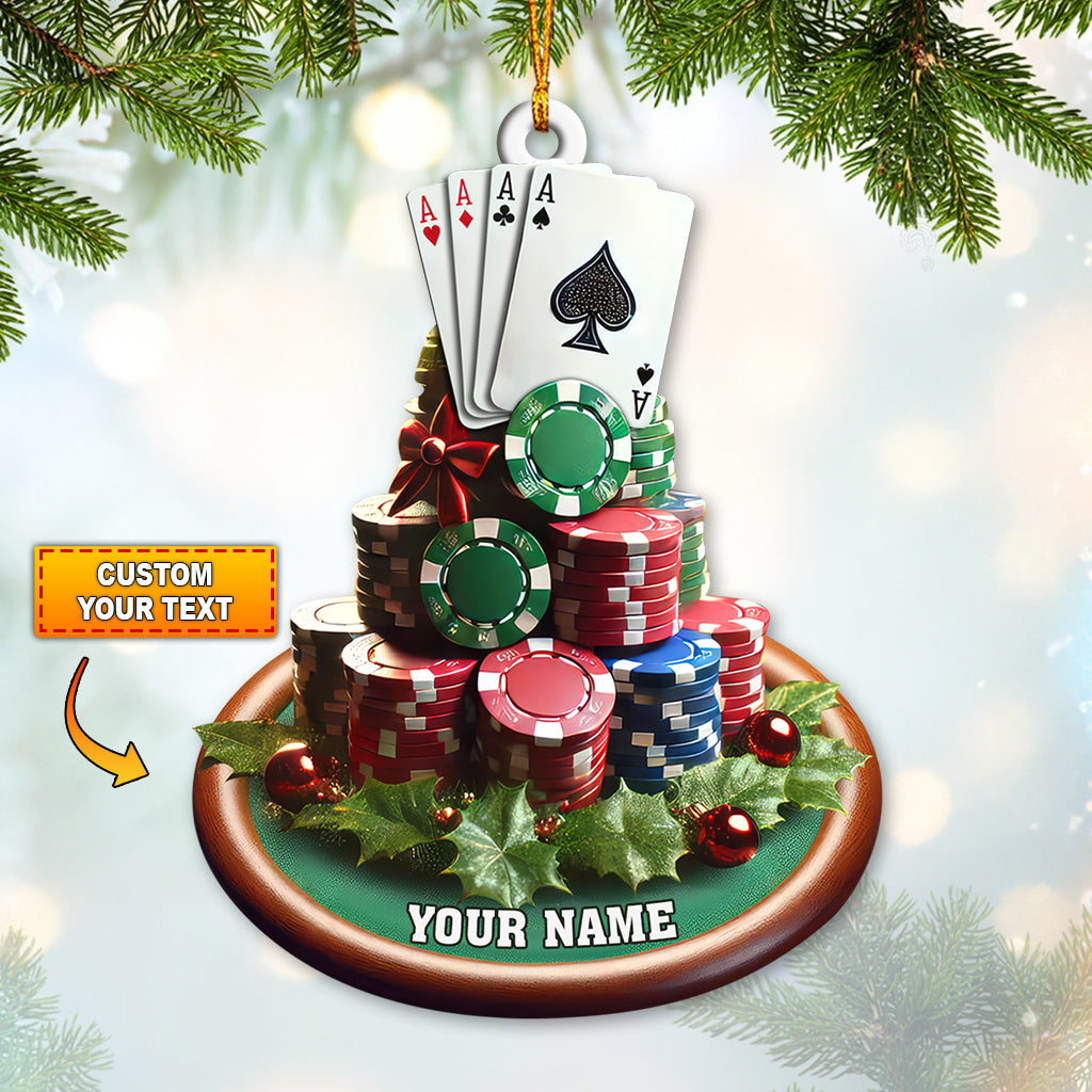 Custom Name Poker Ornament, Poker Christmas Gift