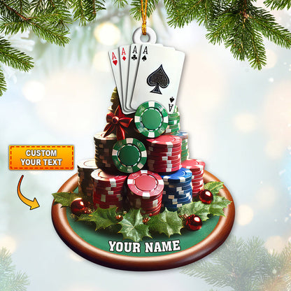 Custom Name Poker Ornament, Poker Christmas Gift