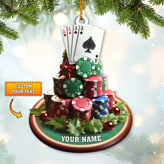 Custom Name Poker Ornament, Poker Christmas Gift