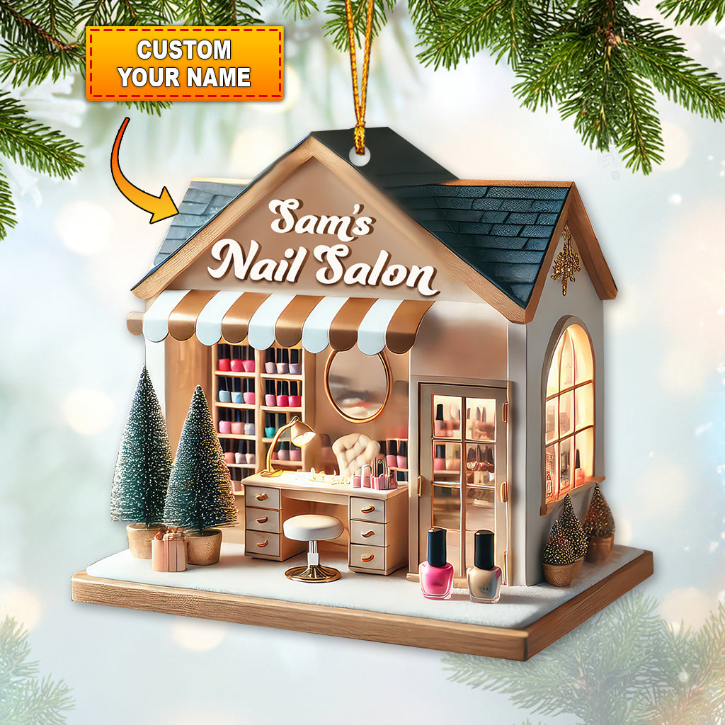Custom Name Nail Salon Ornament, Nail Salon Christmas Decoration