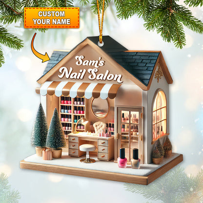 Custom Name Nail Salon Ornament, Nail Salon Christmas Decoration